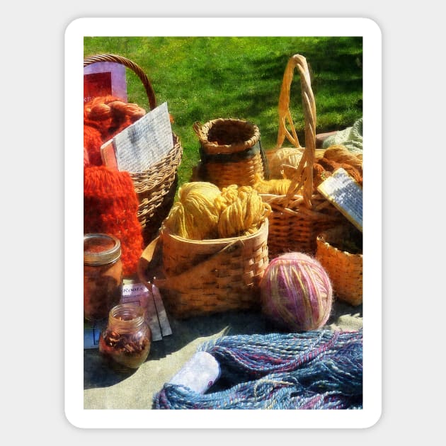 Knitting - Baskets of Yarn at Flea Market Sticker by SusanSavad